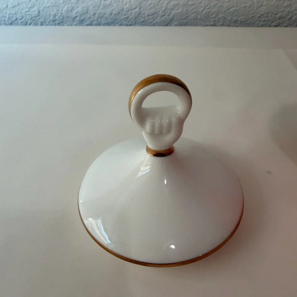 Whimsical Goth Evil Eye small Ceramic Jar Orange White Gold Eclectic Decor